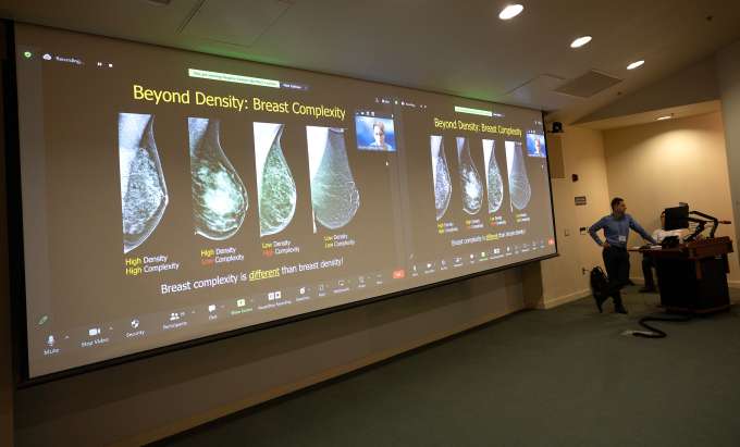 A slide that reads Beyond Density: Breast Complexity is shown during AI Day.