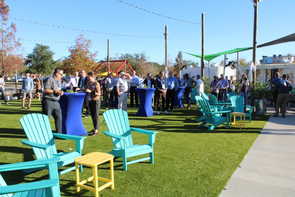 Guests at Midpoint Eatery food truck park