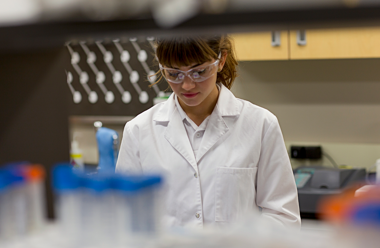 A grad student working in a lab at UF