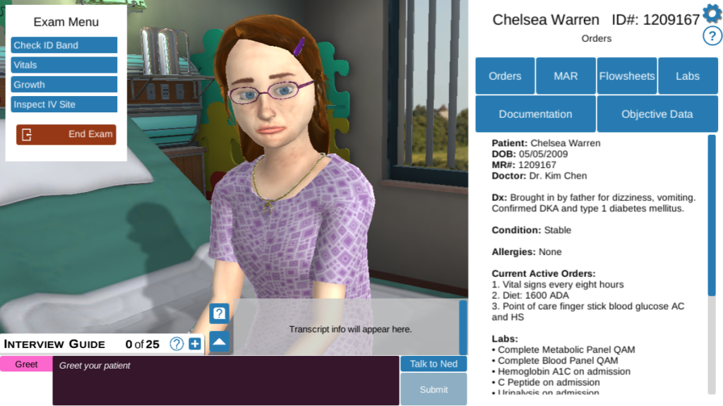 virtual patient Chelsea Warren goes to the doctor for dizziness and vomiting.