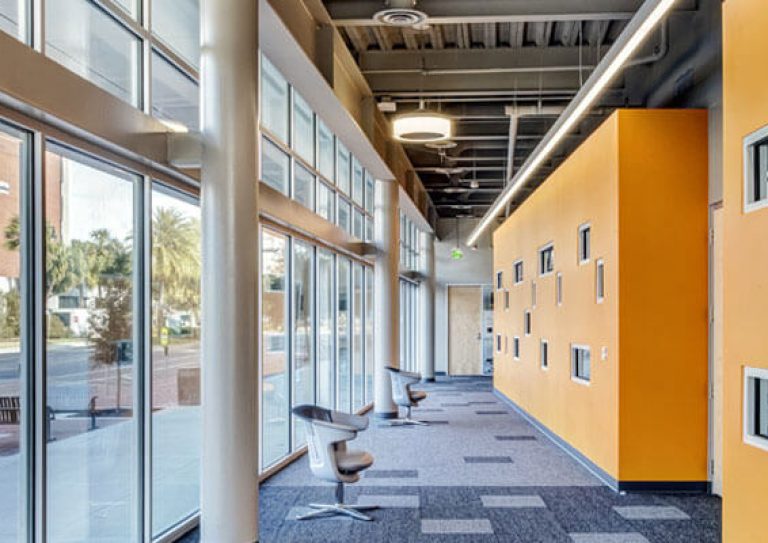 A hallway at UF Innovate.