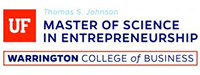 Logo for the Thomas S. Johnson Master of Science Entrepreneurship Program at the Warrington College of Business at UF